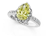 White gold Fancy Yellow Pear Cut Diamond Scalloped Halo Engagement Ring with Round Shared Prong Band_43