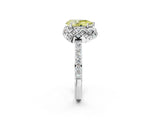 White gold Fancy Yellow Pear Cut Diamond Scalloped Halo Engagement Ring with Round Shared Prong Band_44