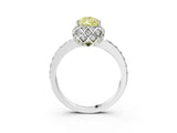 White gold Fancy Yellow Pear Cut Diamond Scalloped Halo Engagement Ring with Round Shared Prong Band_45