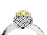 White gold Fancy Yellow Pear Cut Diamond Scalloped Halo Engagement Ring with Round Shared Prong Band_46