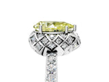 White gold Fancy Yellow Pear Cut Diamond Scalloped Halo Engagement Ring with Round Shared Prong Band_47