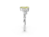 White gold Fancy Yellow Pear Cut Diamond Scattered Round Accent Ring with Prong Setting_15