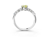 White gold Fancy Yellow Pear Cut Diamond Scattered Round Accent Ring with Prong Setting_16