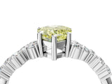 White gold Fancy Yellow Pear Cut Diamond Scattered Round Accent Ring with Prong Setting_17