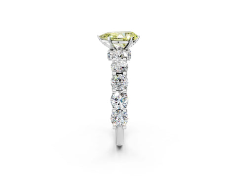 White gold Fancy Yellow Pear Cut Diamond Side Stone Engagement Ring with Four-Prong Setting_38