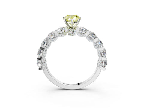 White gold Fancy Yellow Pear Cut Diamond Side Stone Engagement Ring with Four-Prong Setting_39