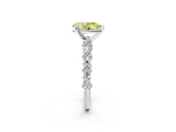 White gold Fancy Yellow Pear Cut Diamond Side Stone Solitaire Ring with Round  and Four-Prong Setting_151