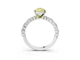 White gold Fancy Yellow Pear Cut Diamond Side Stone Solitaire Ring with Round  and Four-Prong Setting_152