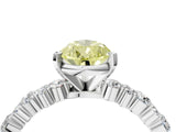 White gold Fancy Yellow Pear Cut Diamond Side Stone Solitaire Ring with Round  and Four-Prong Setting_157