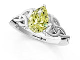 White gold Fancy Yellow Pear Cut Diamond Solitaire Celtic Knot Ring with Four-Prong Setting_54
