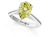 White gold Fancy Yellow Pear Cut Diamond Solitaire Engagement Ring with Cathedral Setting and Four-Prong Mount_174