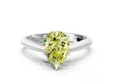 White gold Fancy Yellow Pear Cut Diamond Solitaire Engagement Ring with Cathedral Setting and Four-Prong Mount_174