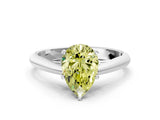 White gold Fancy Yellow Pear Cut Diamond Solitaire Engagement Ring with Cathedral Setting and Four-Prong Mount_93