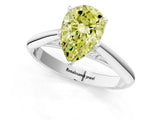 White gold Fancy Yellow Pear Cut Diamond Solitaire Engagement Ring with Cathedral Setting and Four-Prong Mount_94