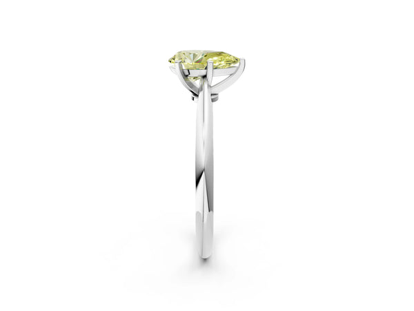 White gold Fancy Yellow Pear Cut Diamond Solitaire Engagement Ring with Classic Band and Four-Prong Setting