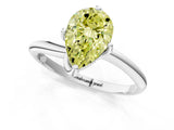 White gold Fancy Yellow Pear Cut Diamond Solitaire Engagement Ring with Four-Prong Setting and Classic Band_21