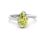 White gold Fancy Yellow Pear Cut Diamond Solitaire Engagement Ring with Four-Prong Setting and Classic Band_56
