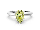 White gold Fancy Yellow Pear Cut Diamond Solitaire Engagement Ring with Round Band and Four-Prong Setting_179