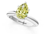 White gold Fancy Yellow Pear Cut Diamond Solitaire Engagement Ring with Round Band and Four-Prong Setting_180