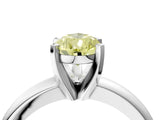 White gold Fancy Yellow Pear Cut Diamond Solitaire Engagement Ring with Round Band and Four-Prong Setting_183