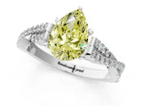 White gold Fancy Yellow Pear Cut Diamond Solitaire Engagement Ring with Twisted Pavé Band and Four-Prong Setting_93
