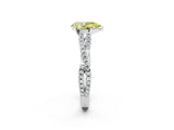 White gold Fancy Yellow Pear Cut Diamond Solitaire Engagement Ring with Twisted Pavé Band and Four-Prong Setting_94