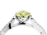 White gold Fancy Yellow Pear Cut Diamond Solitaire Engagement Ring with Twisted Pavé Band and Four-Prong Setting_96