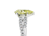 White gold Fancy Yellow Pear Cut Diamond Solitaire Engagement Ring with Twisted Pavé Band and Four-Prong Setting_97