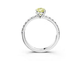 White gold Fancy Yellow Pear Cut Diamond Solitaire Pavé Engagement Ring with Round Band and Prong Setting_16