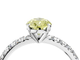 White gold Fancy Yellow Pear Cut Diamond Solitaire Pavé Engagement Ring with Round Band and Prong Setting_17