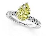 White gold Fancy Yellow Pear Cut Diamond Solitaire Pavé Engagement Ring with Round Band and Prong Setting_62