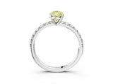 White gold Fancy Yellow Pear Cut Diamond Solitaire Pavé Engagement Ring with Round Band and Prong Setting_64
