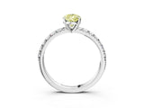 White gold Fancy Yellow Pear Cut Diamond Solitaire Pavé Engagement Ring with Round Band and Prong Setting_94