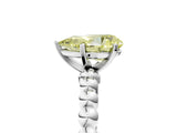 White gold Fancy Yellow Pear Cut Diamond Solitaire Ring with Beaded Band and Prong Setting_385