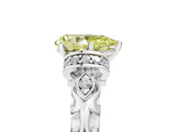 White gold Fancy Yellow Pear Cut Diamond Solitaire Ring with Filigree Band and Four-Prong Setting_78