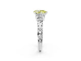 White gold Fancy Yellow Pear Cut Diamond Solitaire Ring with Filigree Band and Four-Prong Setting_78