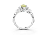 White gold Fancy Yellow Pear Cut Diamond Solitaire Ring with Filigree Band and Four-Prong Setting_79