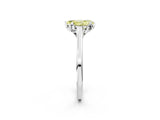 White gold Fancy Yellow Pear Cut Diamond Solitaire Ring with Flower Prong Setting and Classic Band_108