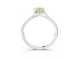 White gold Fancy Yellow Pear Cut Diamond Solitaire Ring with Flower Prong Setting and Classic Band_109