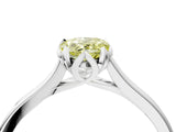 White gold Fancy Yellow Pear Cut Diamond Solitaire Ring with Flower Prong Setting and Classic Band_110