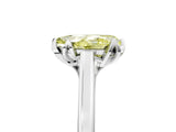 White gold Fancy Yellow Pear Cut Diamond Solitaire Ring with Flower Prong Setting and Classic Band_111