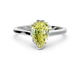 White gold Fancy Yellow Pear Cut Diamond Solitaire Ring with Flower Prong Setting and Classic Band_21