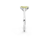 White gold Fancy Yellow Pear Cut Diamond Solitaire Ring with Flower Prong Setting and Classic Band_23