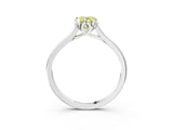 White gold Fancy Yellow Pear Cut Diamond Solitaire Ring with Flower Prong Setting and Classic Band_24