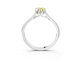 White gold Fancy Yellow Pear Cut Diamond Solitaire Ring with Flower Prong Setting and Classic Band_33