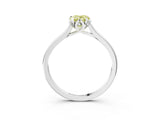 White gold Fancy Yellow Pear Cut Diamond Solitaire Ring with Flower Prong Setting and Classic Band_97