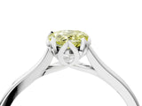 White gold Fancy Yellow Pear Cut Diamond Solitaire Ring with Flower Prong Setting and Classic Band_98