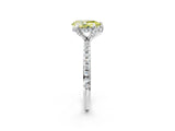 White gold Fancy Yellow Pear Cut Diamond Solitaire Ring with Four-Prong Setting and Pavé Band_41