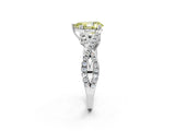 White gold Fancy Yellow Pear Cut Diamond Solitaire Ring with Four-Prong Setting and Twisted Pavé Band_32