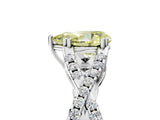 White gold Fancy Yellow Pear Cut Diamond Solitaire Ring with Four-Prong Setting and Twisted Pavé Band_35